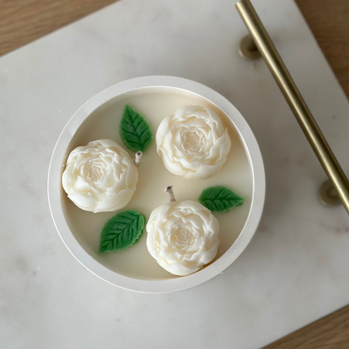 Świeca Sojowa Dekoracyjna - Piwonie Białe