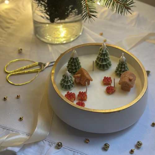 Duża Świeca Sojowa Dekoracyjna Świąteczna - Zimowy Las🎄