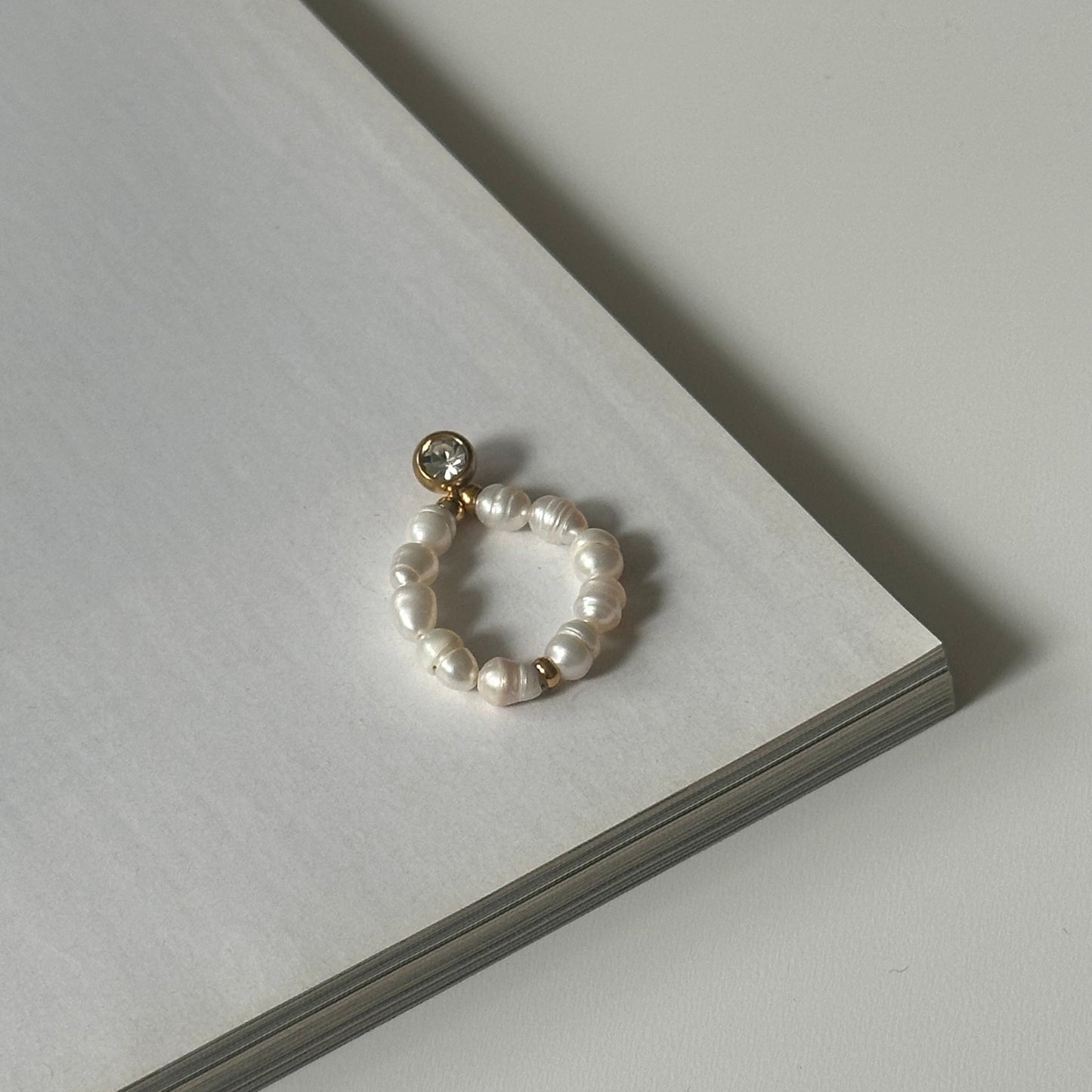 Pierścionek PEARL & CRYSTAL DOT