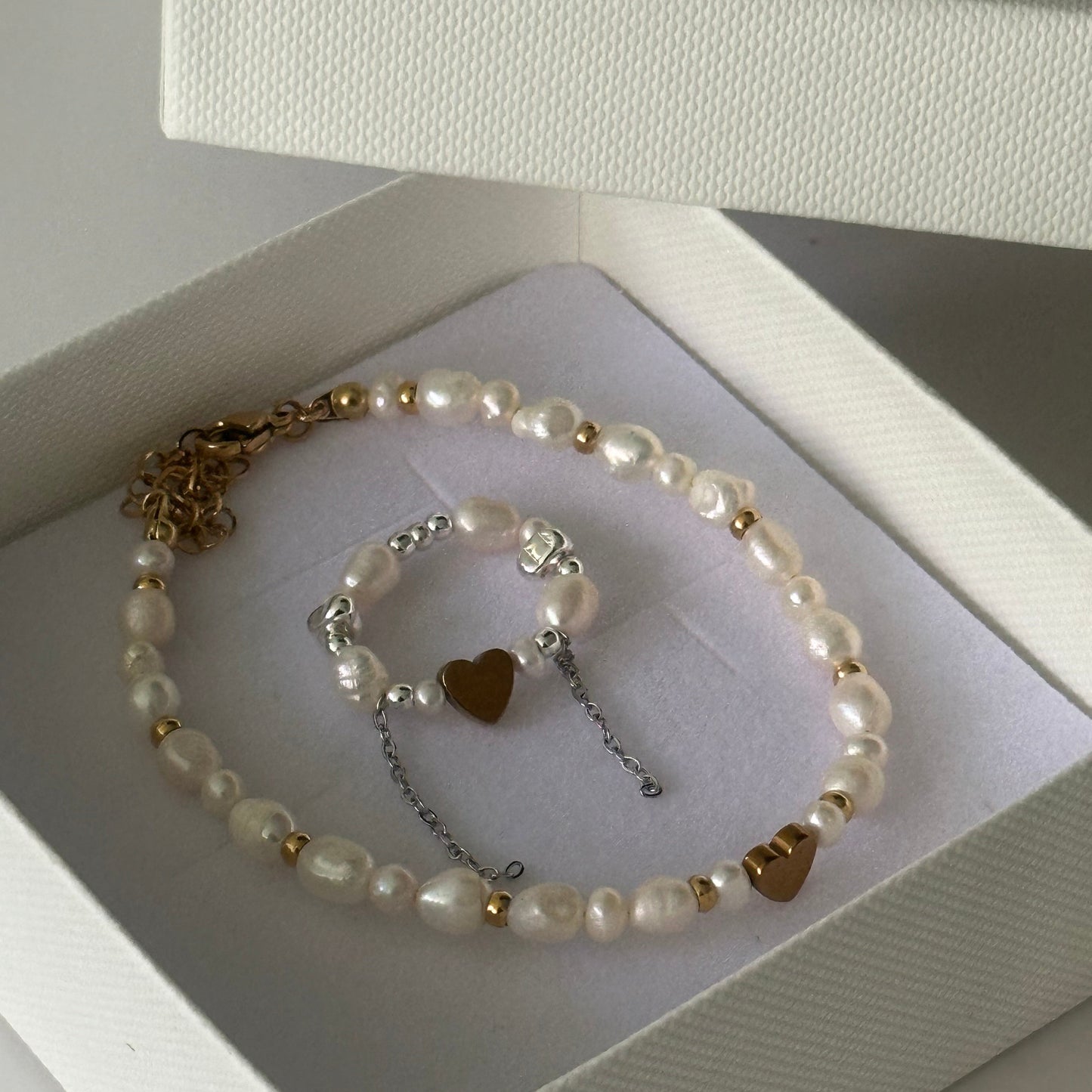 Zestaw Bransoletka i Pierścionek – Pearl Heart