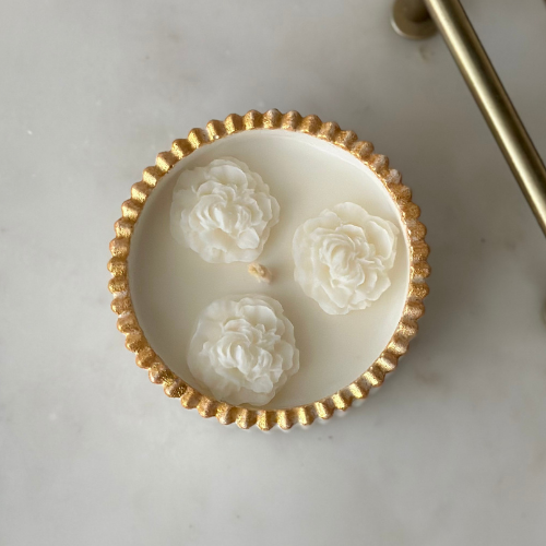 Świeca Sojowa Dekoracyjna – Piwonie Gold