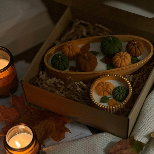 Zestaw Świec Sojowych Dekoracyjnych – Jesienny Duet 🍂