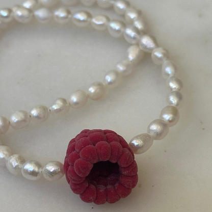Raspberry & Pearl Necklace