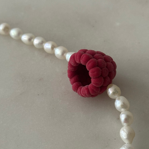 Raspberry & Pearl Necklace