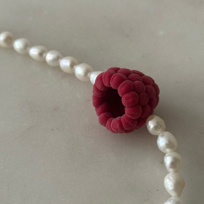 Raspberry & Pearl Necklace