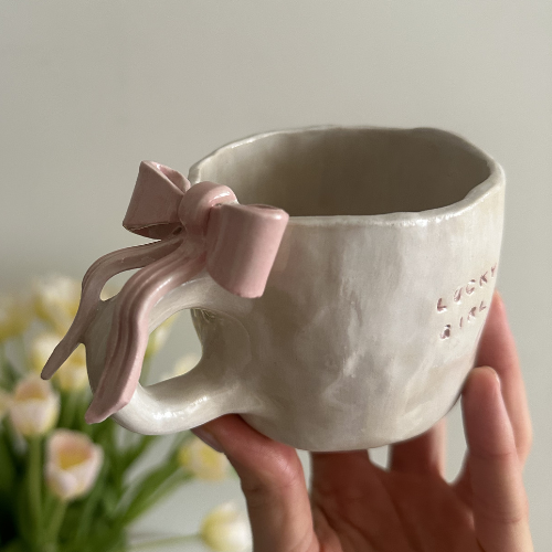 Kubek Ceramiczny z Kokardą Lucky Girl 270 ml 🎀