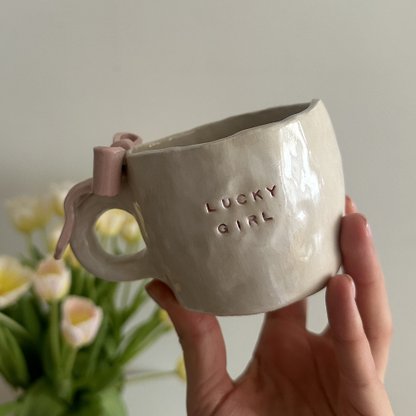 Kubek Ceramiczny z Kokardą Lucky Girl 270 ml 🎀