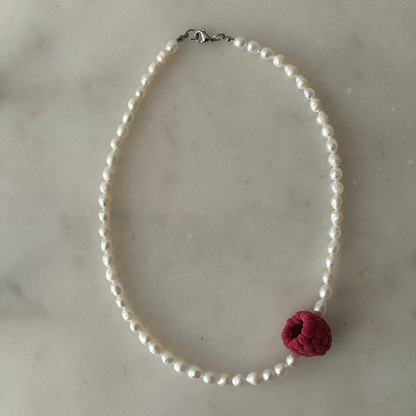Raspberry & Pearl Necklace