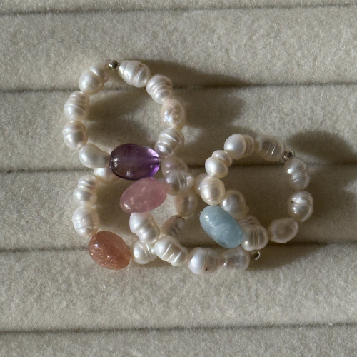 Pierścionek PURPLE PEARL – ametyst & perły