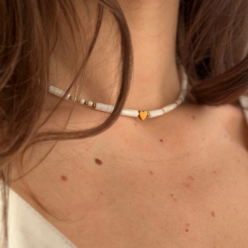 Naszyjnik Hema Heart – Masa Perłowa & Hematyt