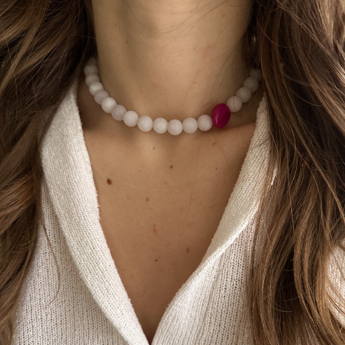 Naszyjnik Rose Drop – Jadeit & Agat