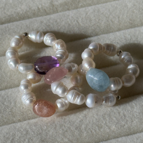 Pierścionek PURPLE PEARL – ametyst & perły
