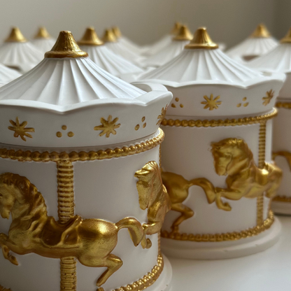 Christmas Gift Set: Carousel with Horses Candle and Two Horse Hanging Decorations