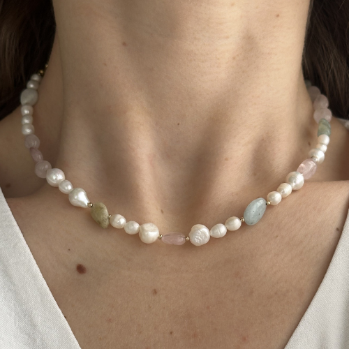 Naszyjnik Pearl Bloom – Perły i Morganit