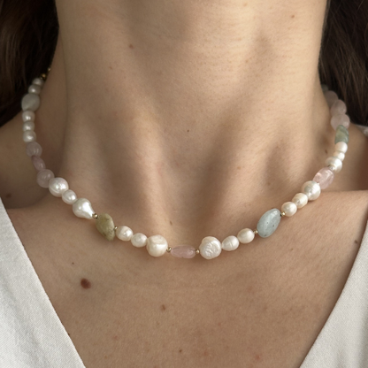 Naszyjnik Pearl Bloom – Perły i Morganit