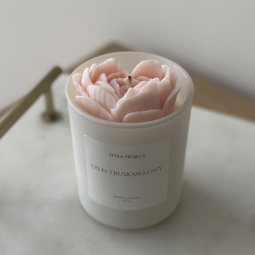 Świeca Sojowa Dekoracyjna – Peony Heart Pink