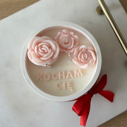 Świeca Sojowa „Kocham Cię” - Róże