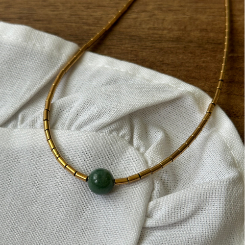 Naszyjnik GREEN EYE GOLD LINE - Zielone Oczy