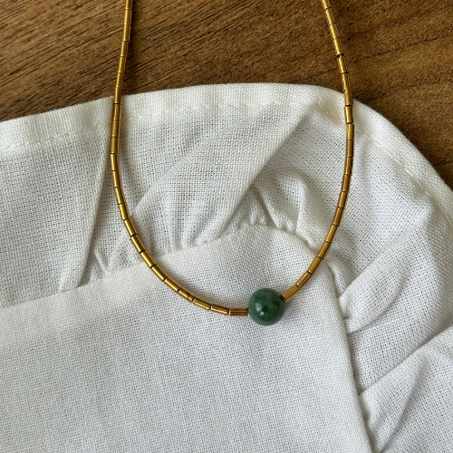 Naszyjnik GREEN EYE GOLD LINE - Zielone Oczy
