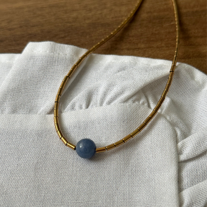 Naszyjnik - BLUE EYE GOLD LINE - Niebieskie oczy