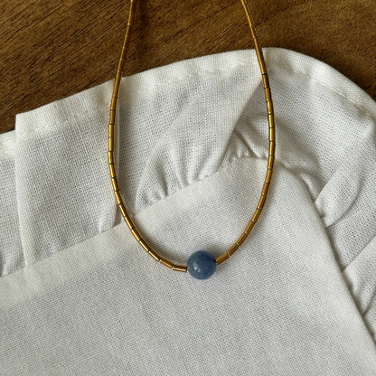 Naszyjnik - BLUE EYE GOLD LINE - Niebieskie oczy