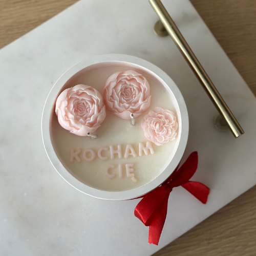 Świeca Sojowa „Kocham Cię” - Piwonie