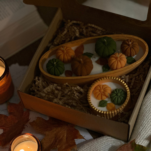 Zestaw Świec Sojowych Dekoracyjnych – Jesienny Duet 🍂