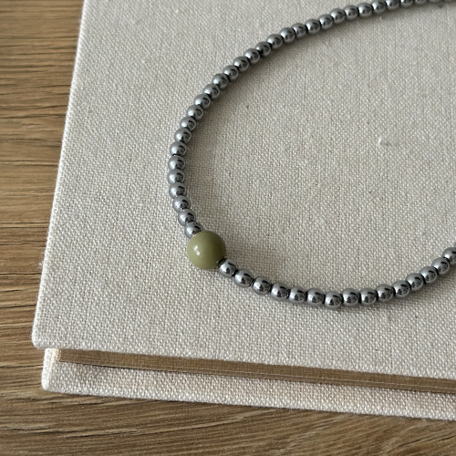 Naszyjnik GREEN DROP – hematyt z kulką jaspisu matcha🌿