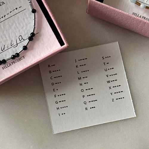 Morse Code Bracelet - Hematite & Pink Rock Crystal | 1 word