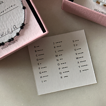 Morse Code Bracelet - Hematite & Pink Rock Crystal | 1 word