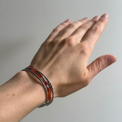 Morse Code Bracelet – Hematite & Red Agate | 1 word