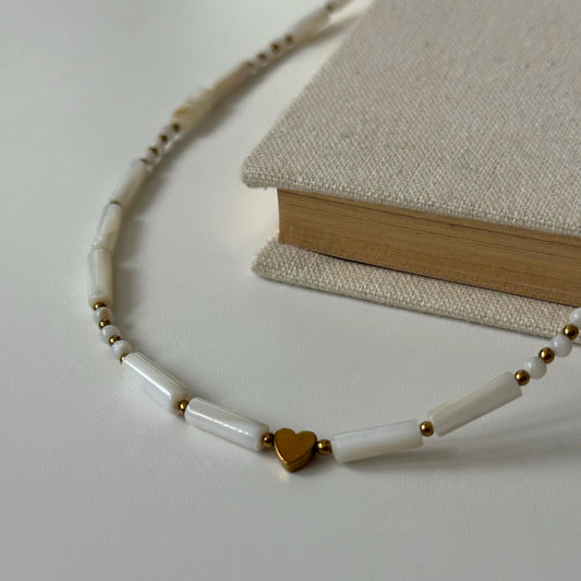 Naszyjnik Hema Heart – Masa Perłowa & Hematyt