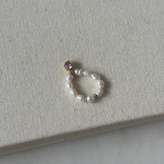 Pierścionek PEARL & PINK CRYSTAL DOT