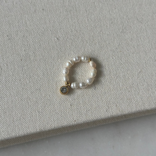 Pierścionek PEARL & CRYSTAL DOT
