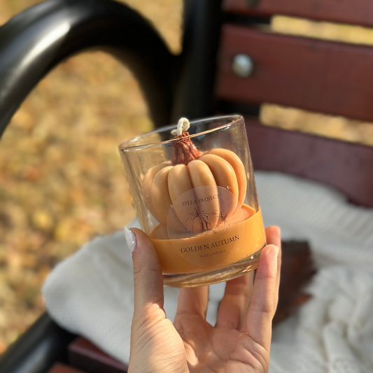 Zestaw 2 Brązowych Świec Sojowych Dekoracyjnych – Golden Autumn