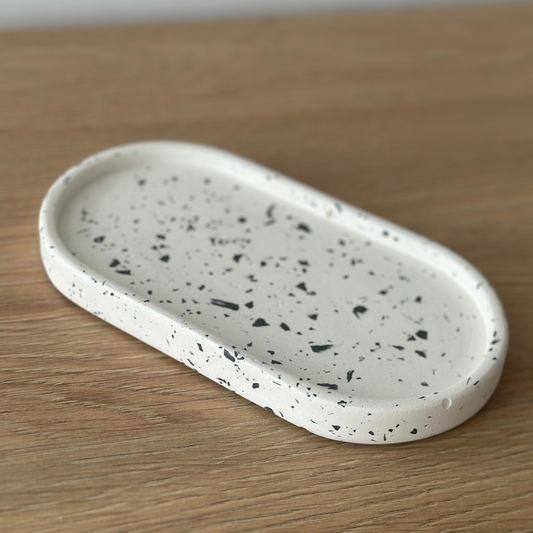 Owalna podstawka - Terrazzo - Biały, Czarny